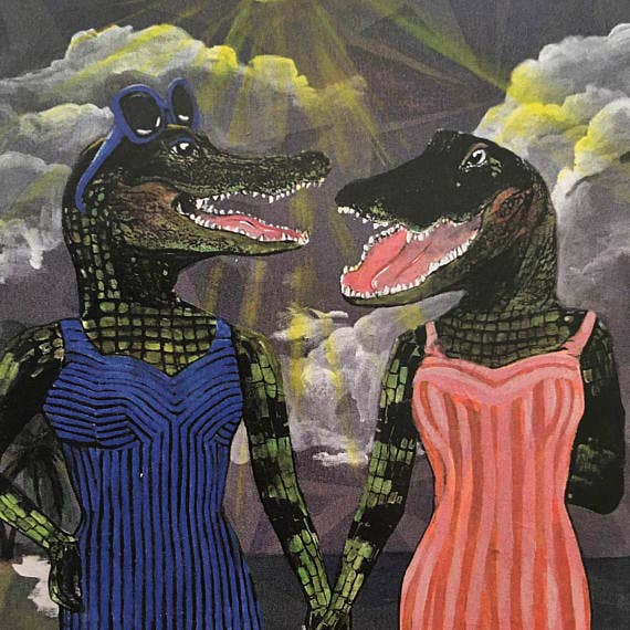 Alligator Ladies 7x10" Art Print - Friends or lesbian love
