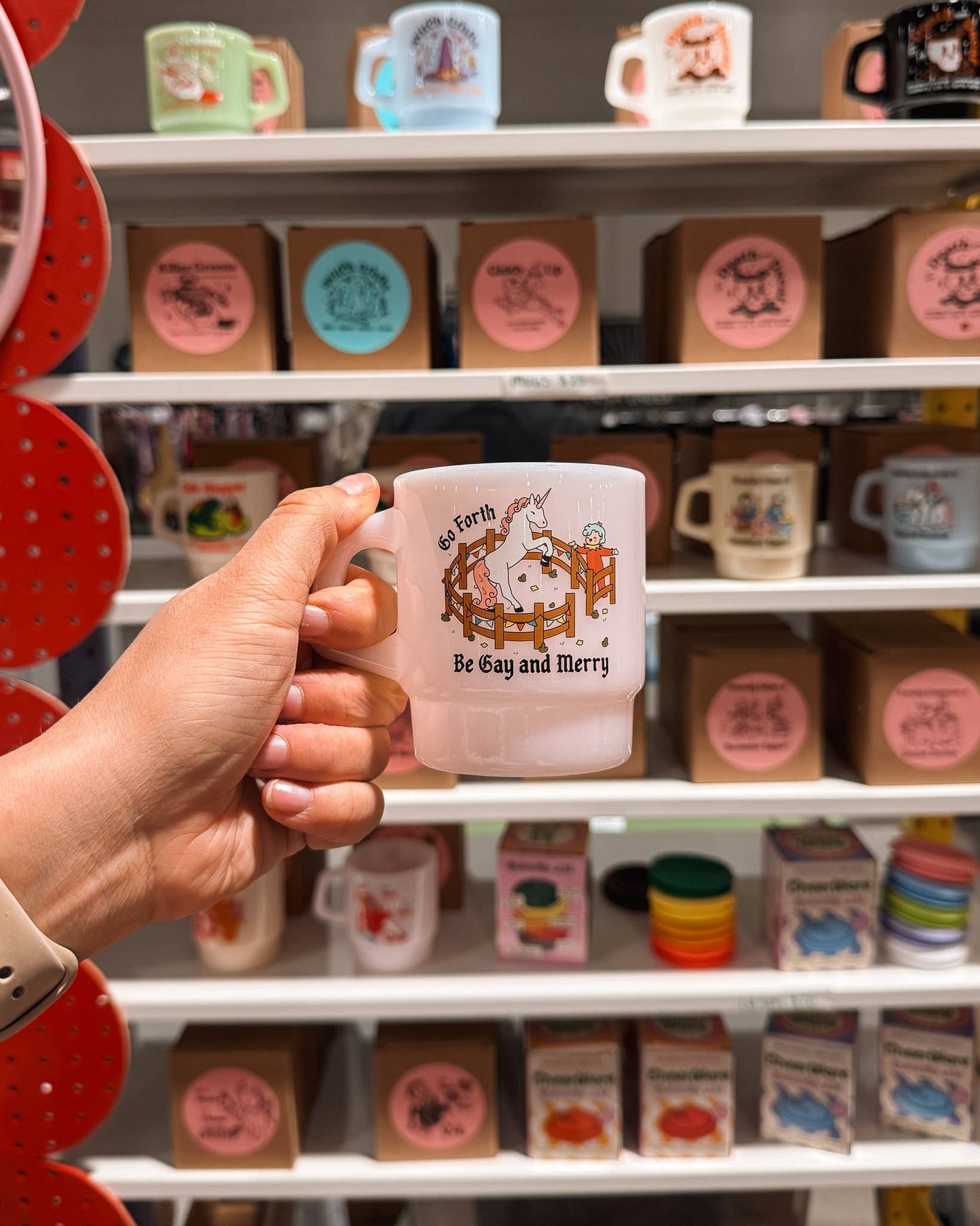 "Be Gay and Merry" Pink Mug