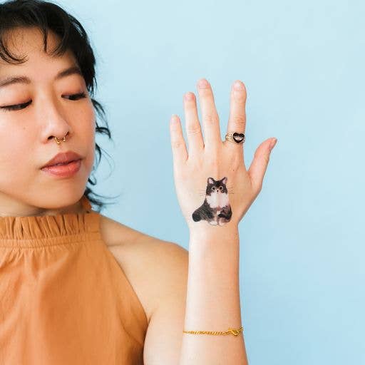 Curious Cat Tattoo Pair