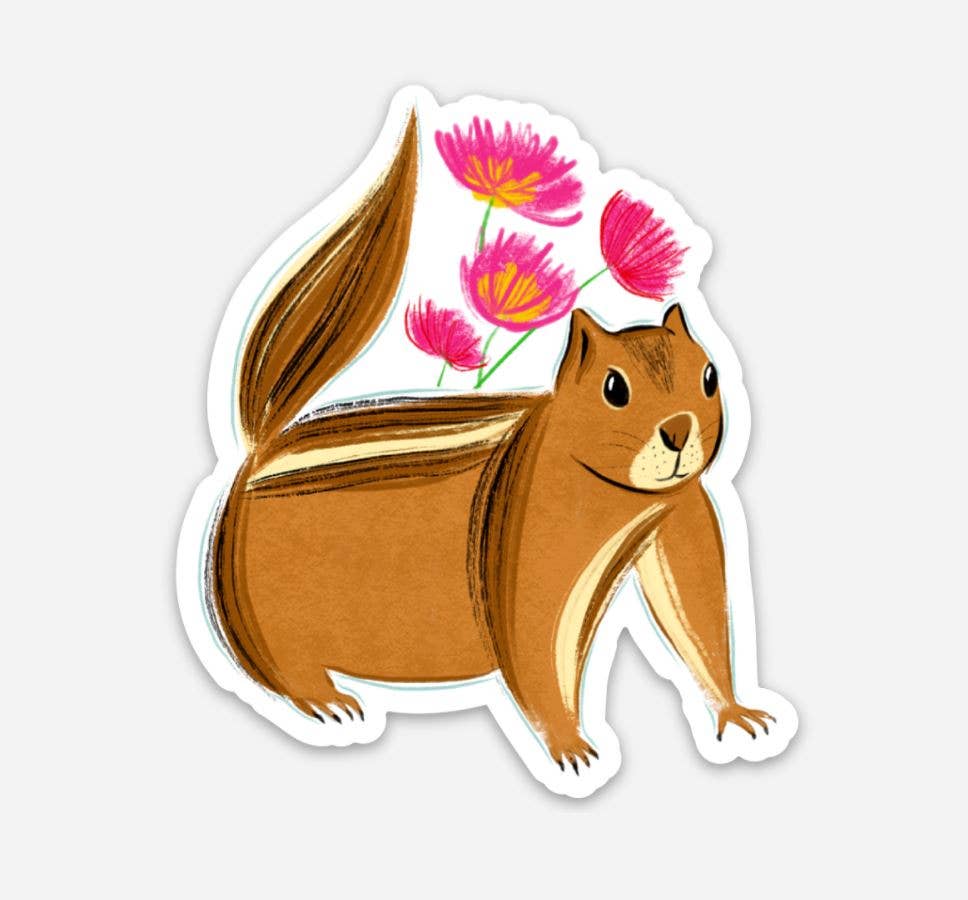 Sticker - Chipmunk with Flowers