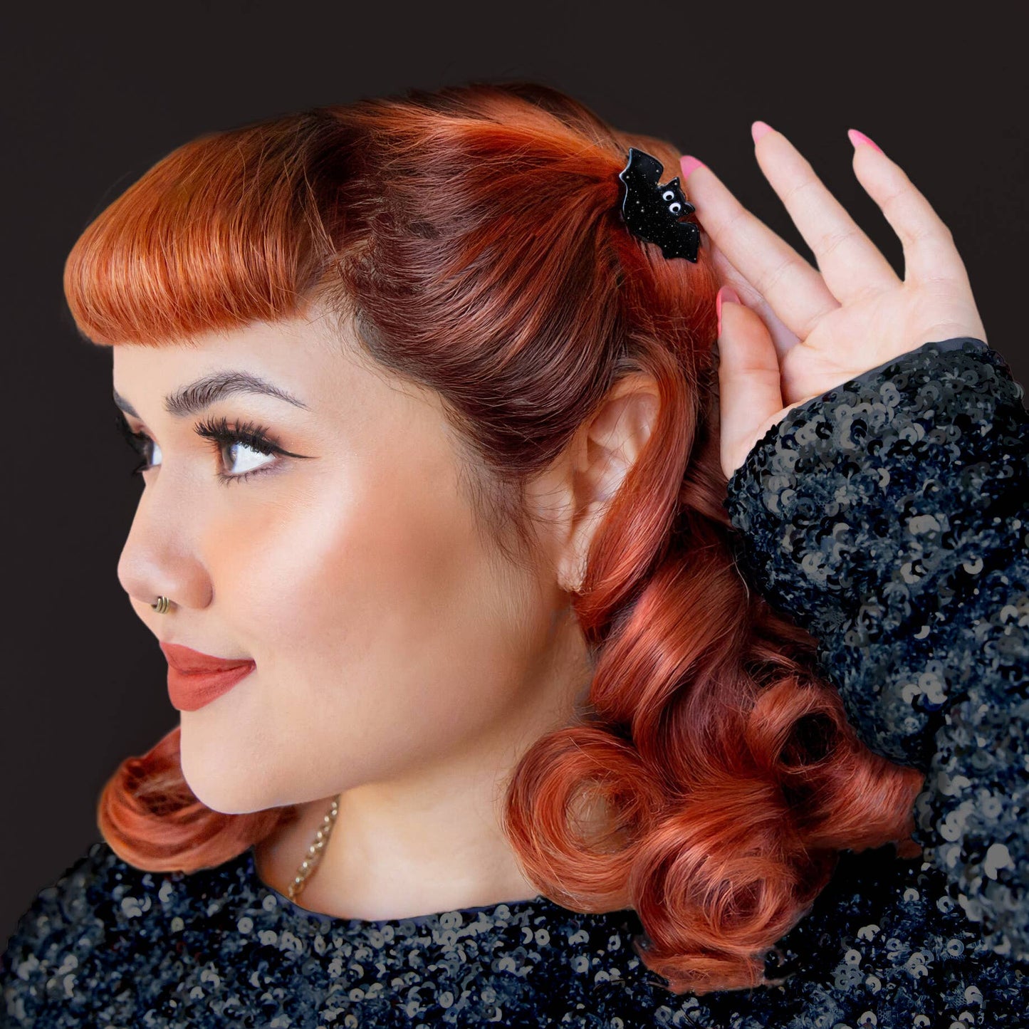 Let's Hang Bat Mini Hair Clip | Halloween