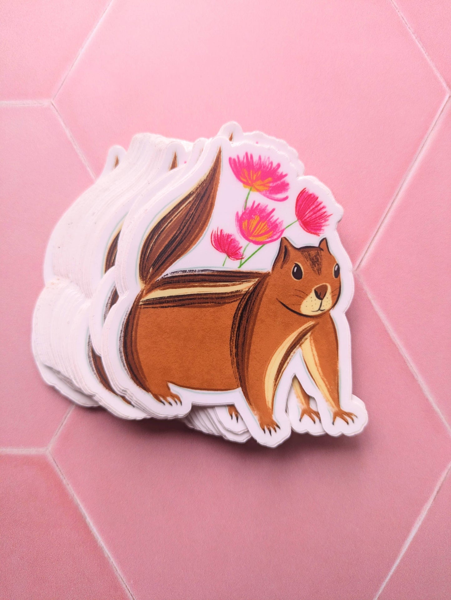 Sticker - Chipmunk with Flowers