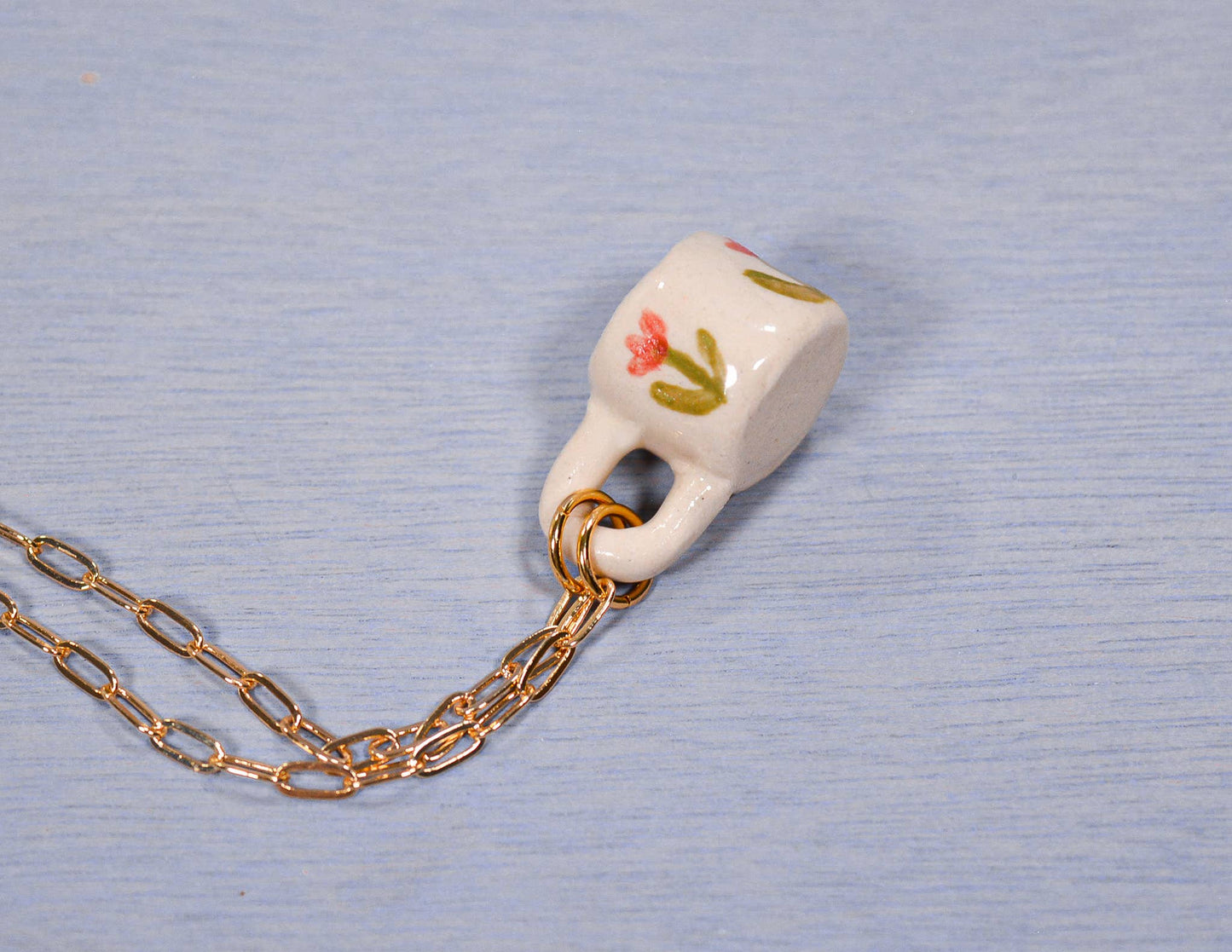 Tulip Miniature Mug Ceramic Charm Necklace