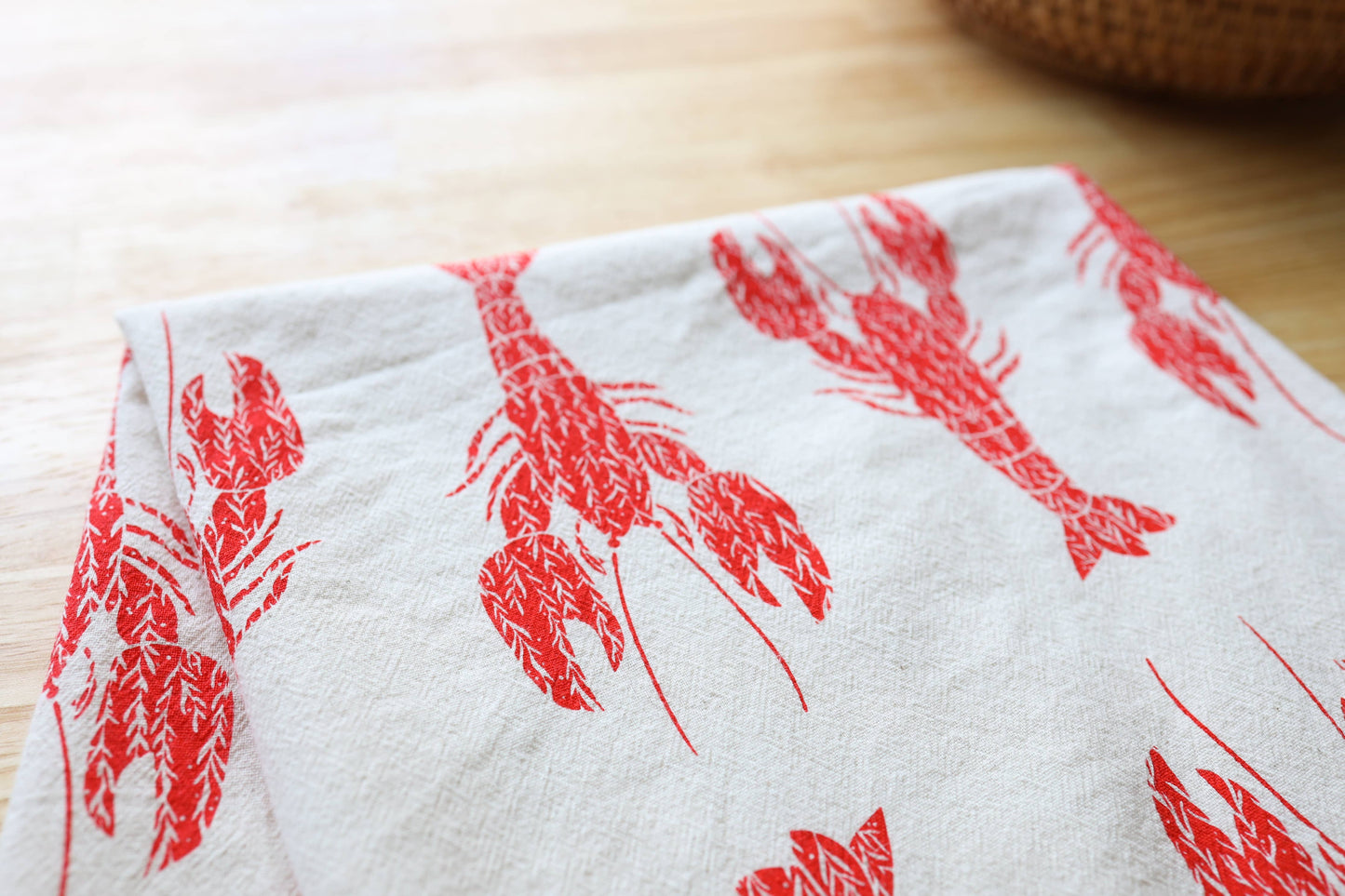 *NEW* Lobster Kitchen Towel, Handprinted Coastal Towel