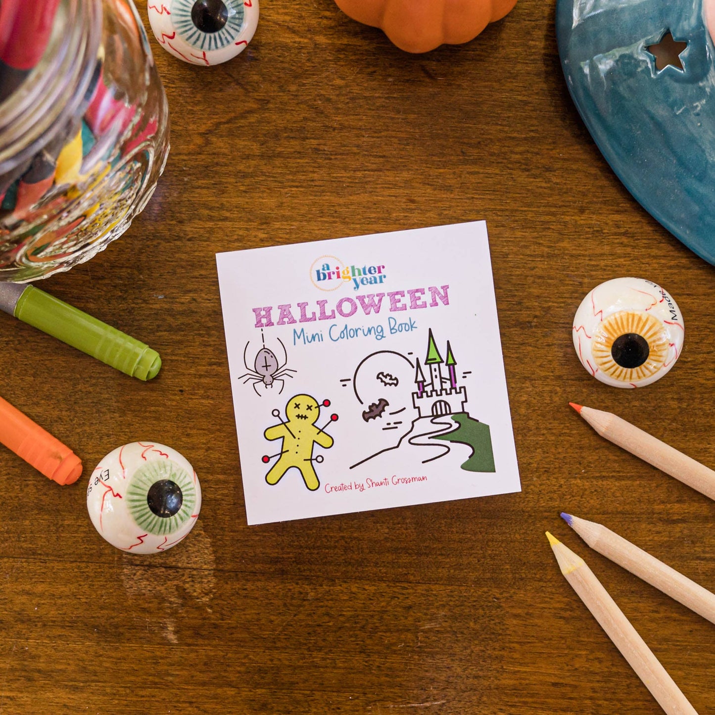 50 Pages Halloween Spooky-theme Mini Coloring Book for Adult