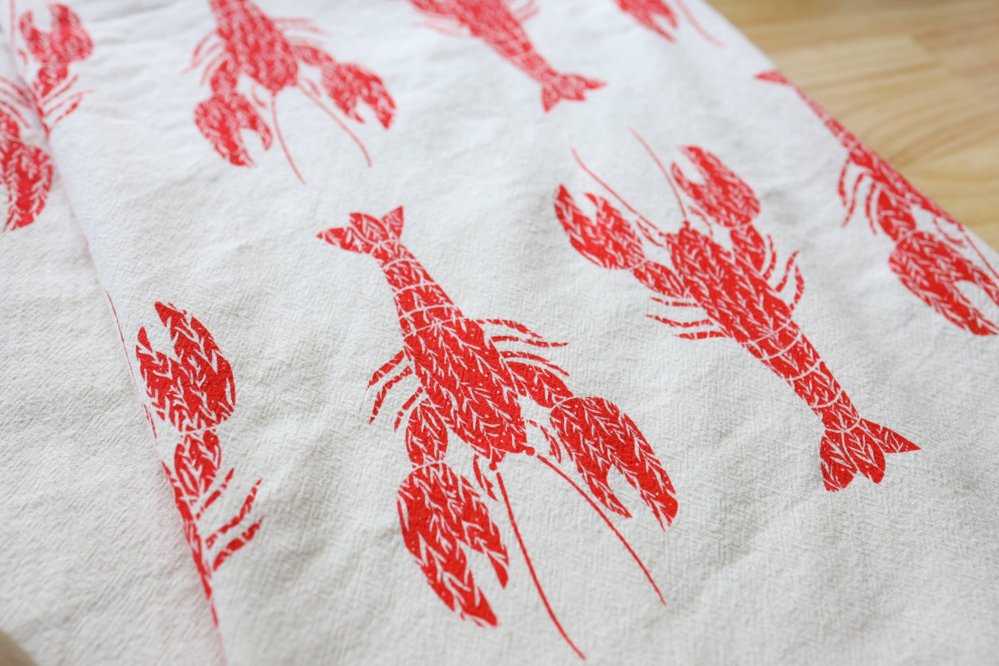 *NEW* Lobster Kitchen Towel, Handprinted Coastal Towel