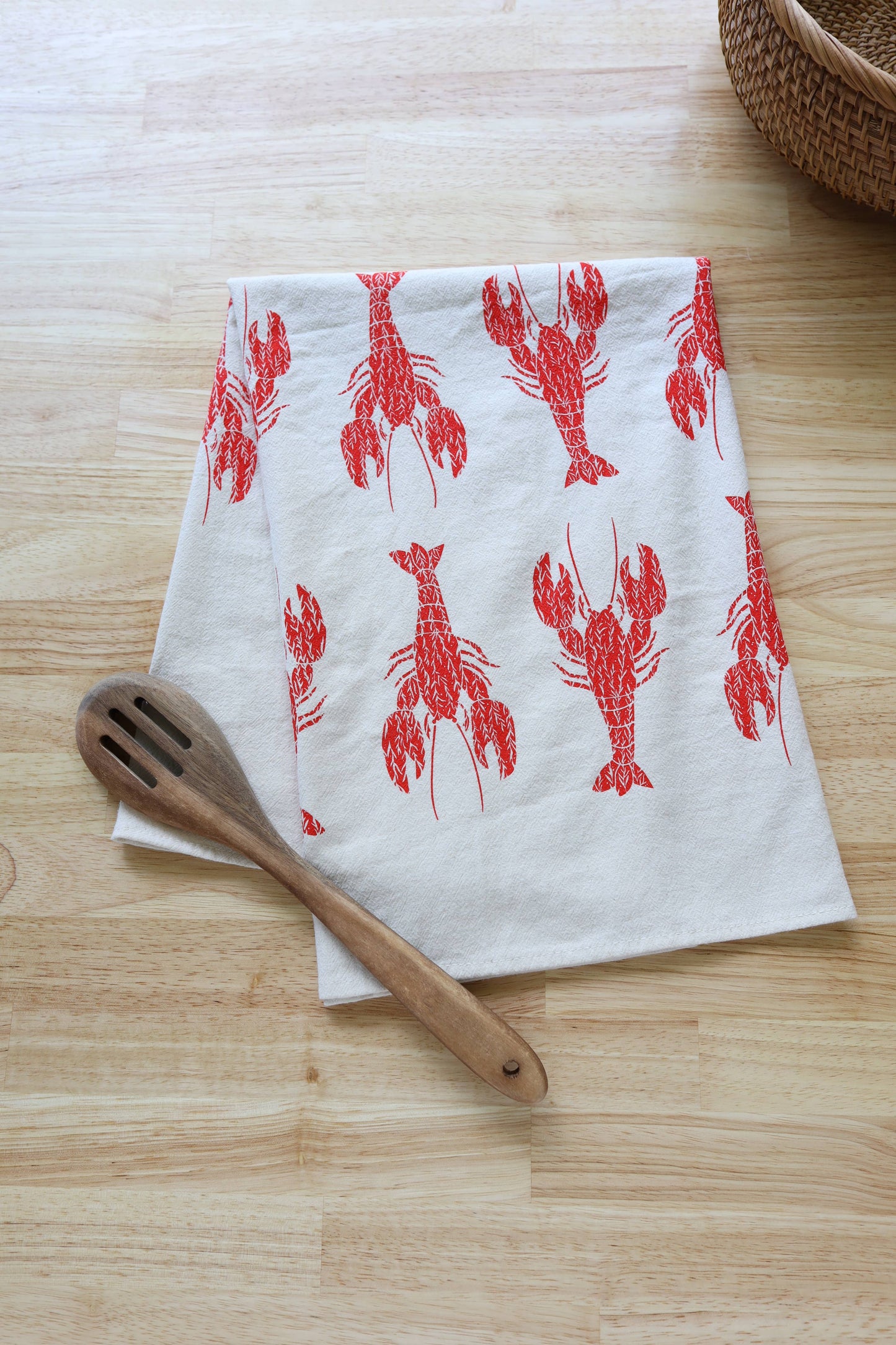 *NEW* Lobster Kitchen Towel, Handprinted Coastal Towel