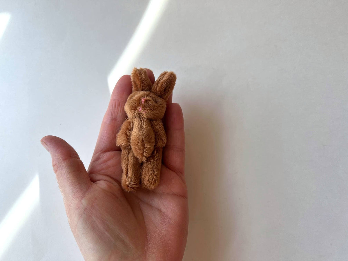 Miniature Plush Bunny Rabbit Brown 