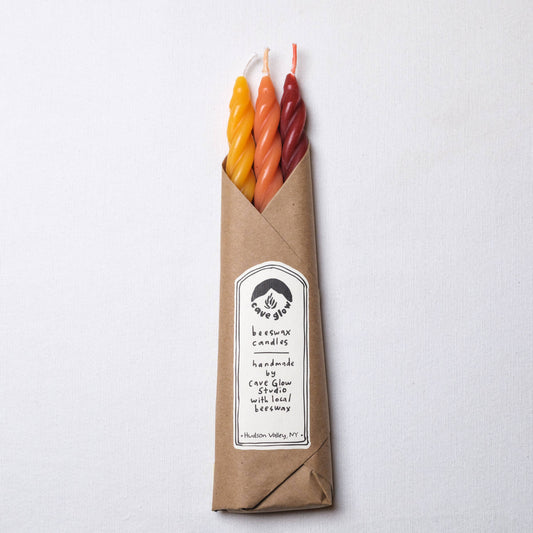 Sunrise Spiral Beeswax Candles - Set of 3