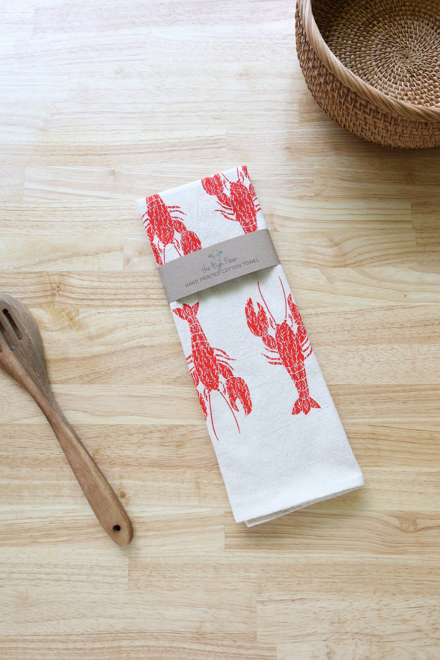 *NEW* Lobster Kitchen Towel, Handprinted Coastal Towel