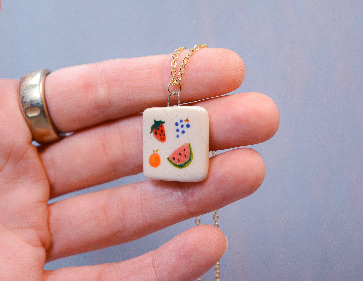 Fruit Salad Ceramic Charm Necklace