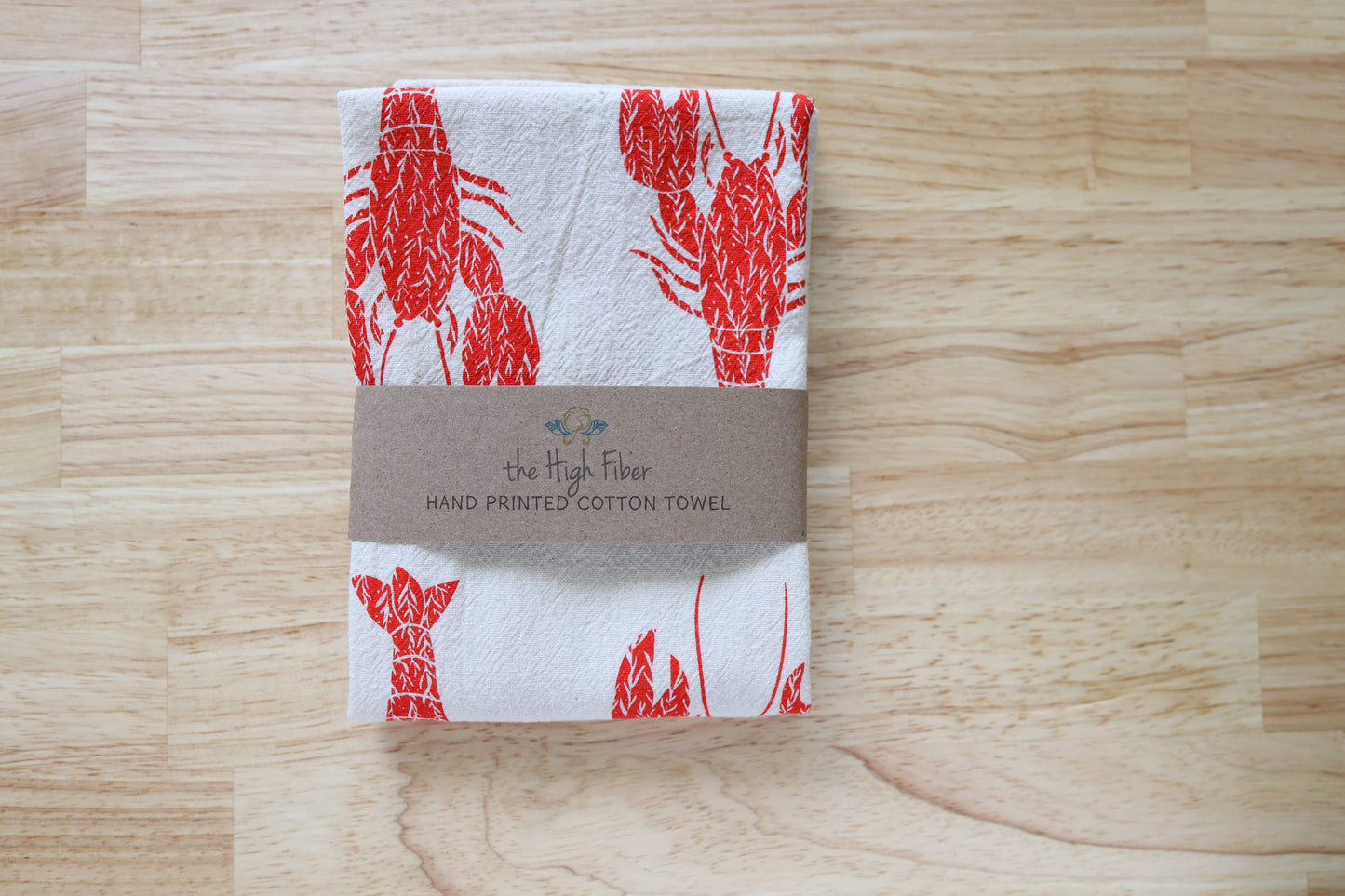 *NEW* Lobster Kitchen Towel, Handprinted Coastal Towel
