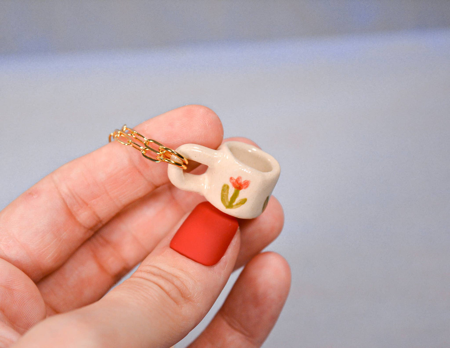 Tulip Miniature Mug Ceramic Charm Necklace