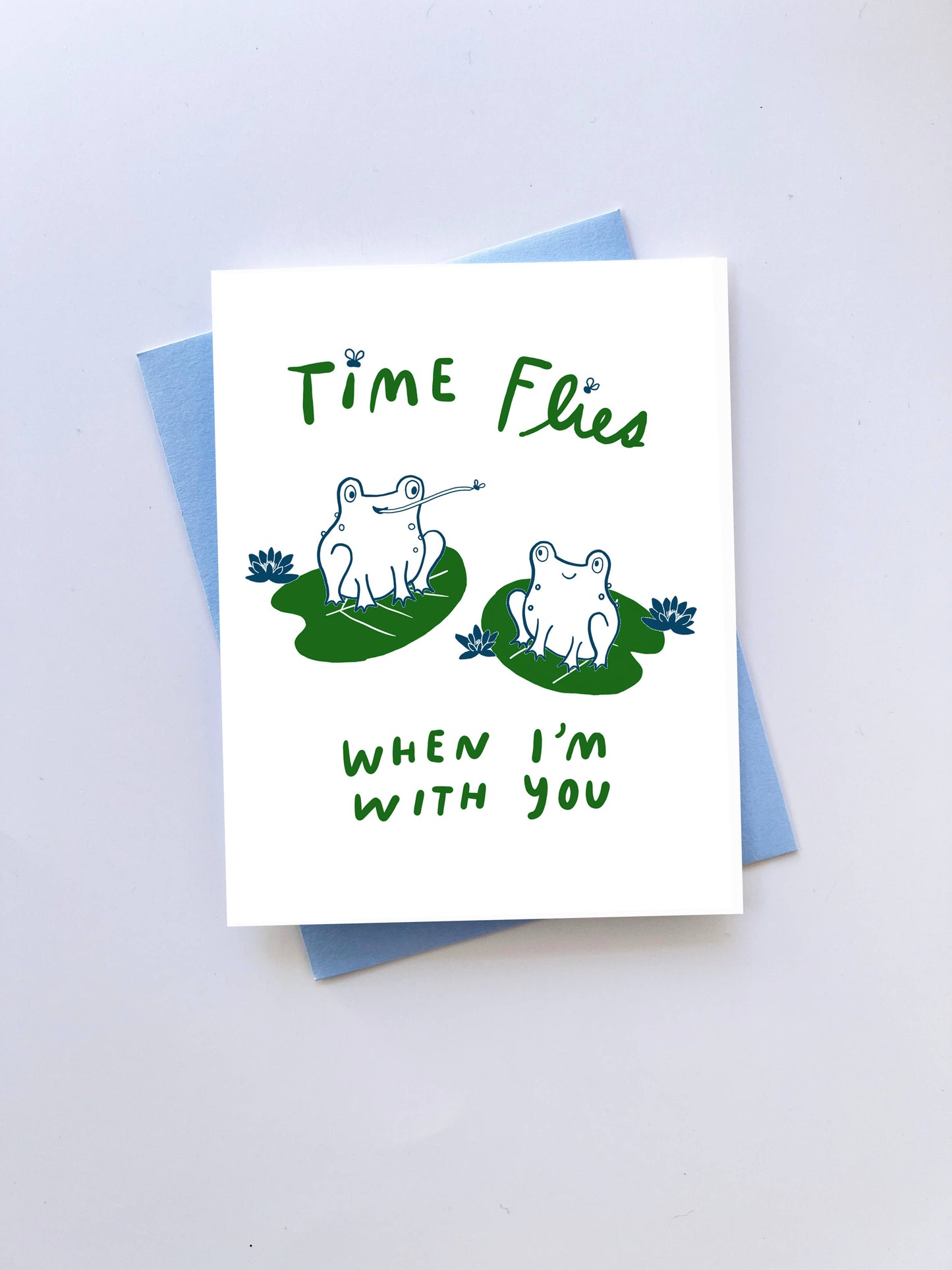 Time Flies - letterpress frog love card
