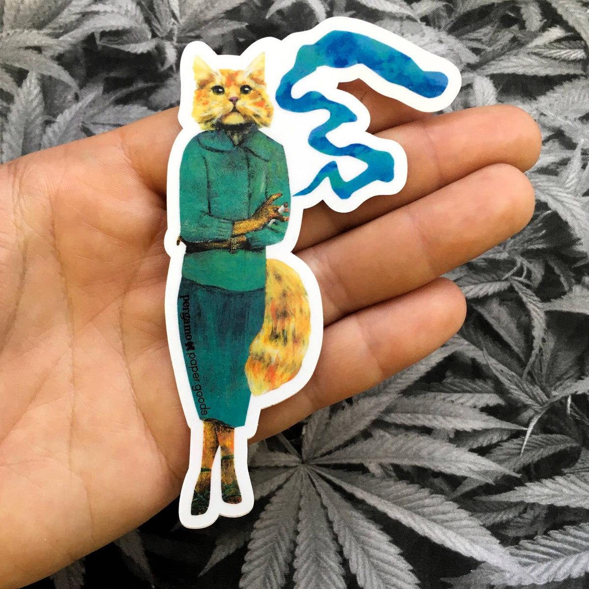 Cannabis Cat Vinyl Sticker - 4"