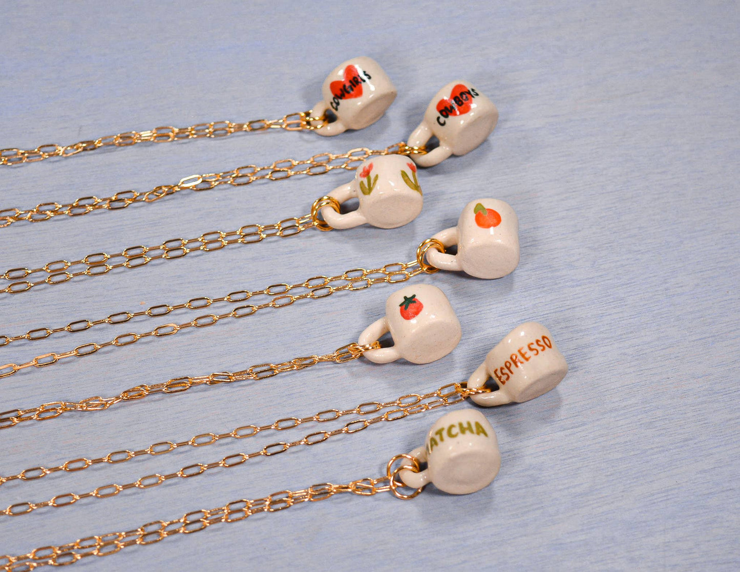 Tulip Miniature Mug Ceramic Charm Necklace