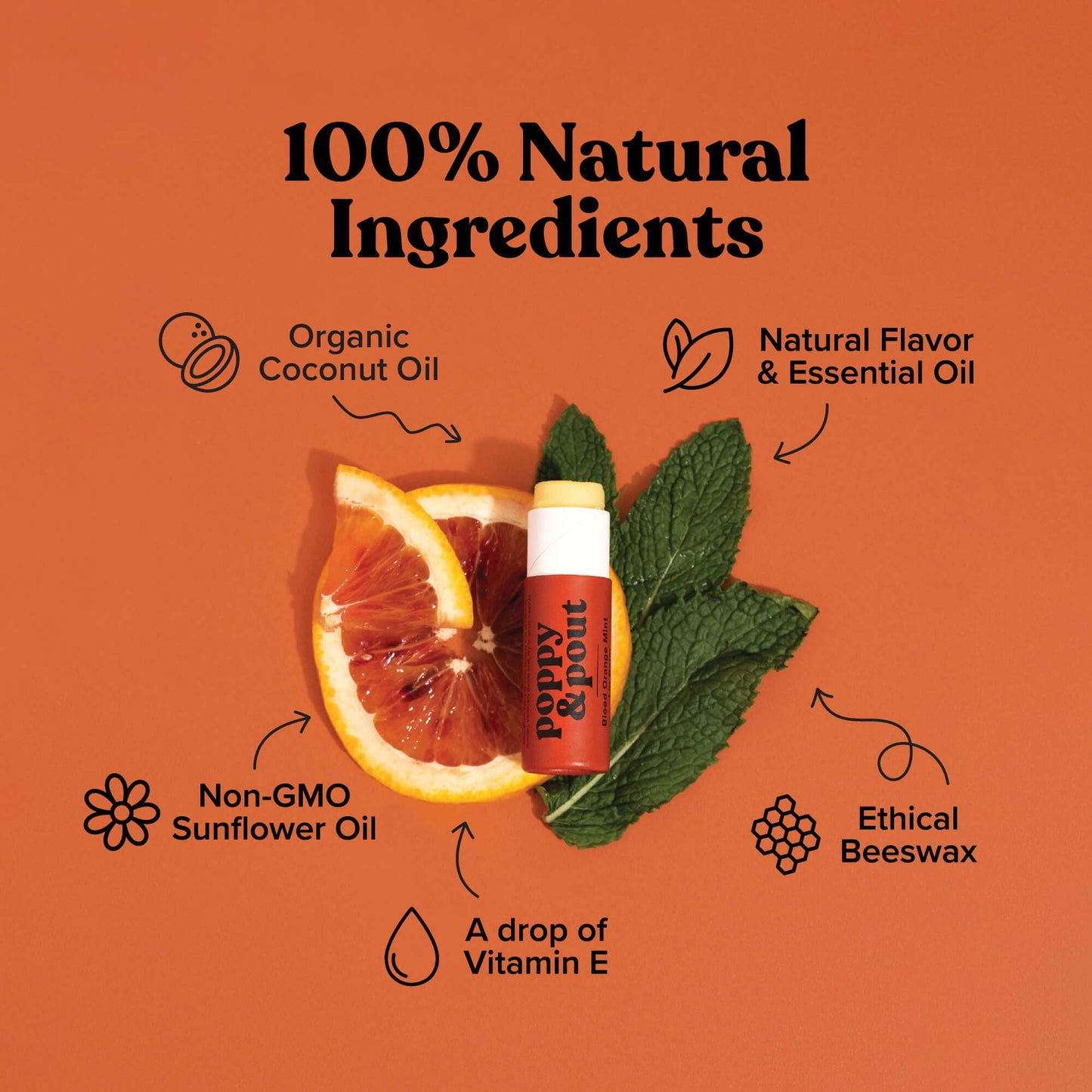 Poppy & Pout Lip Balm Blood Orange Mint