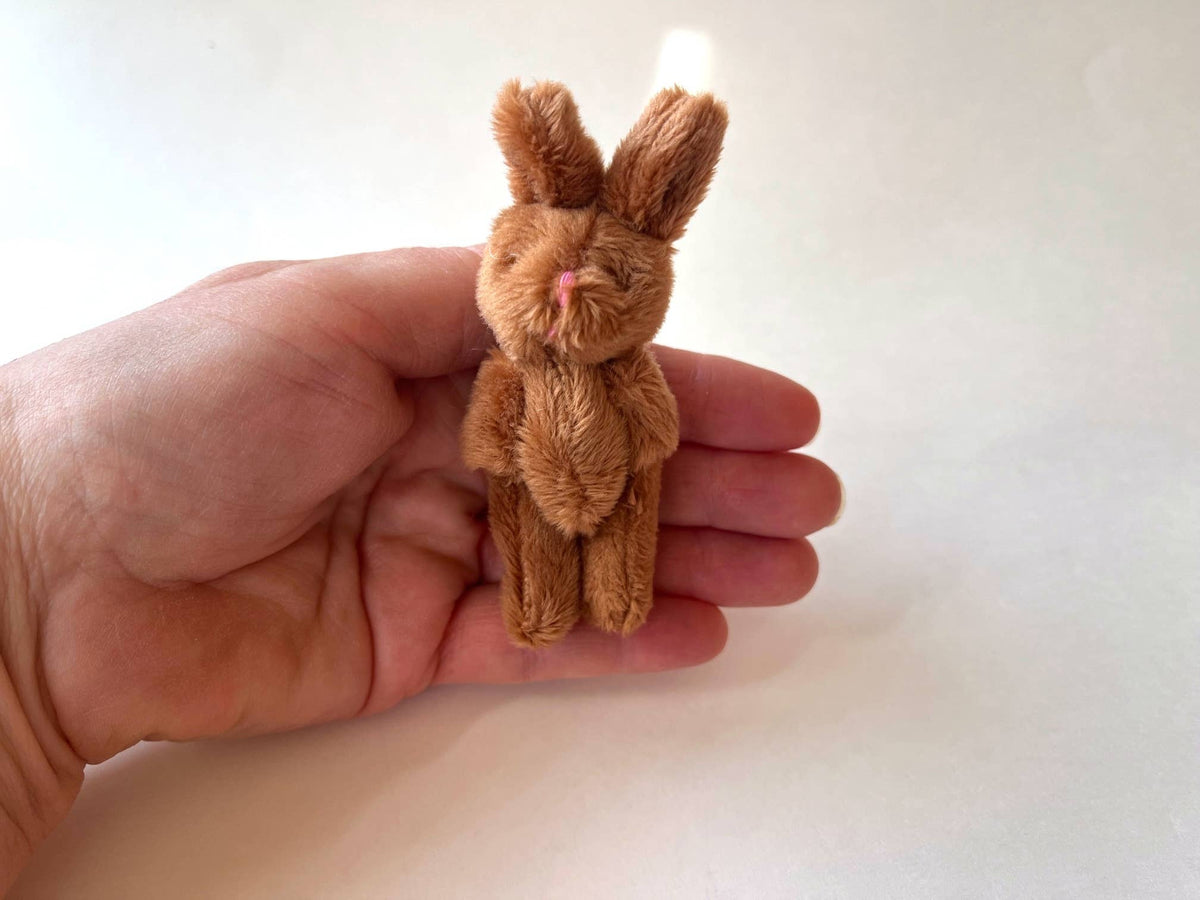 Miniature Plush Bunny Rabbit Brown 