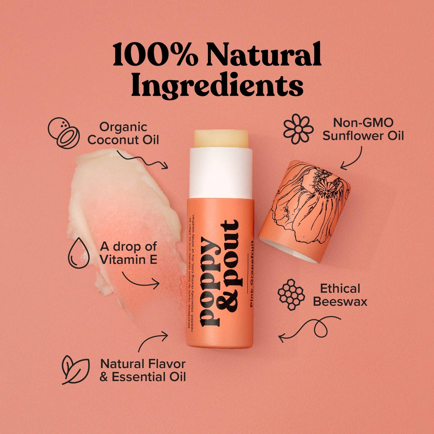 Poppy & Pout Lip Balm Pink Grapefruit
