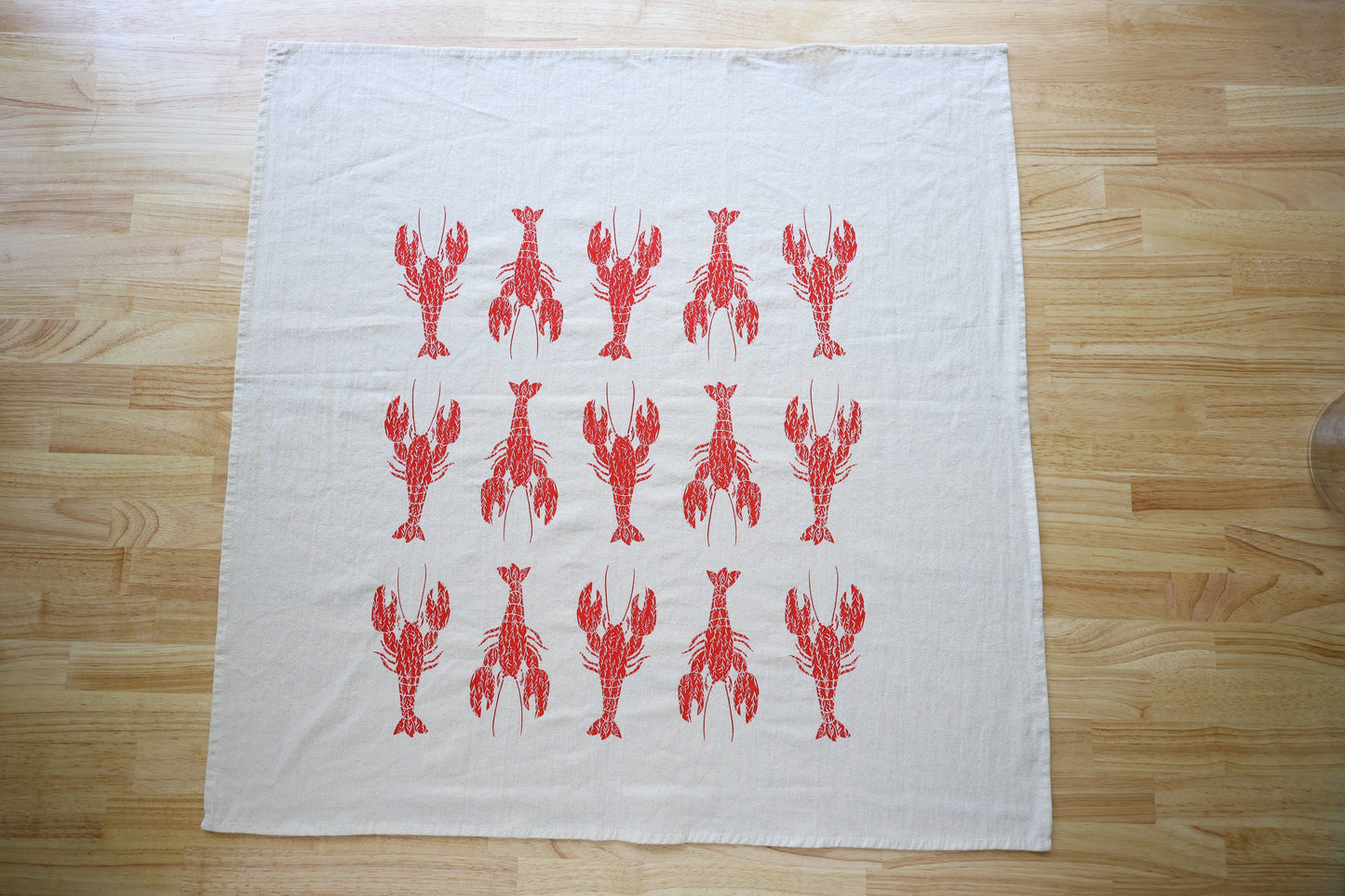 *NEW* Lobster Kitchen Towel, Handprinted Coastal Towel