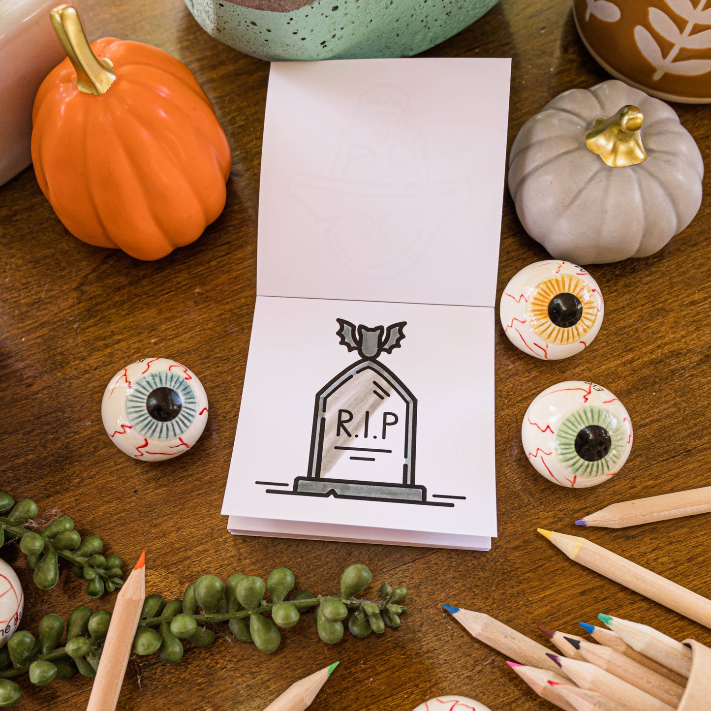 50 Pages Halloween Spooky-theme Mini Coloring Book for Adult