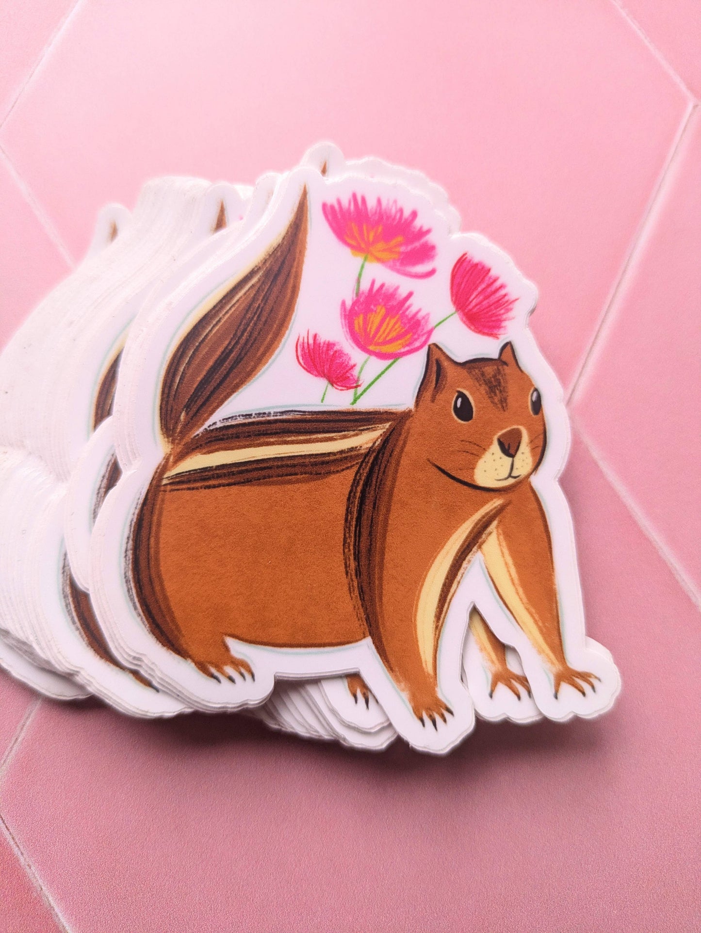 Sticker - Chipmunk with Flowers