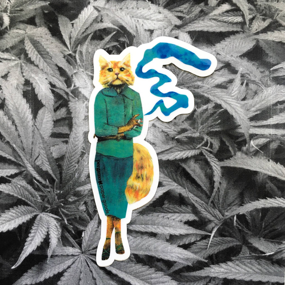 Cannabis Cat Vinyl Sticker - 4"